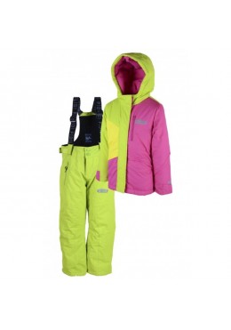 Pidilidi зимний термокомбинезон для девочки Ski tour салатово-розовый 1026-01/1008-19